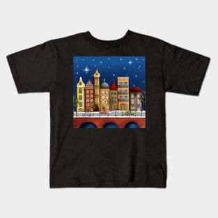 Amsterdam houses in the night Kids T-Shirt